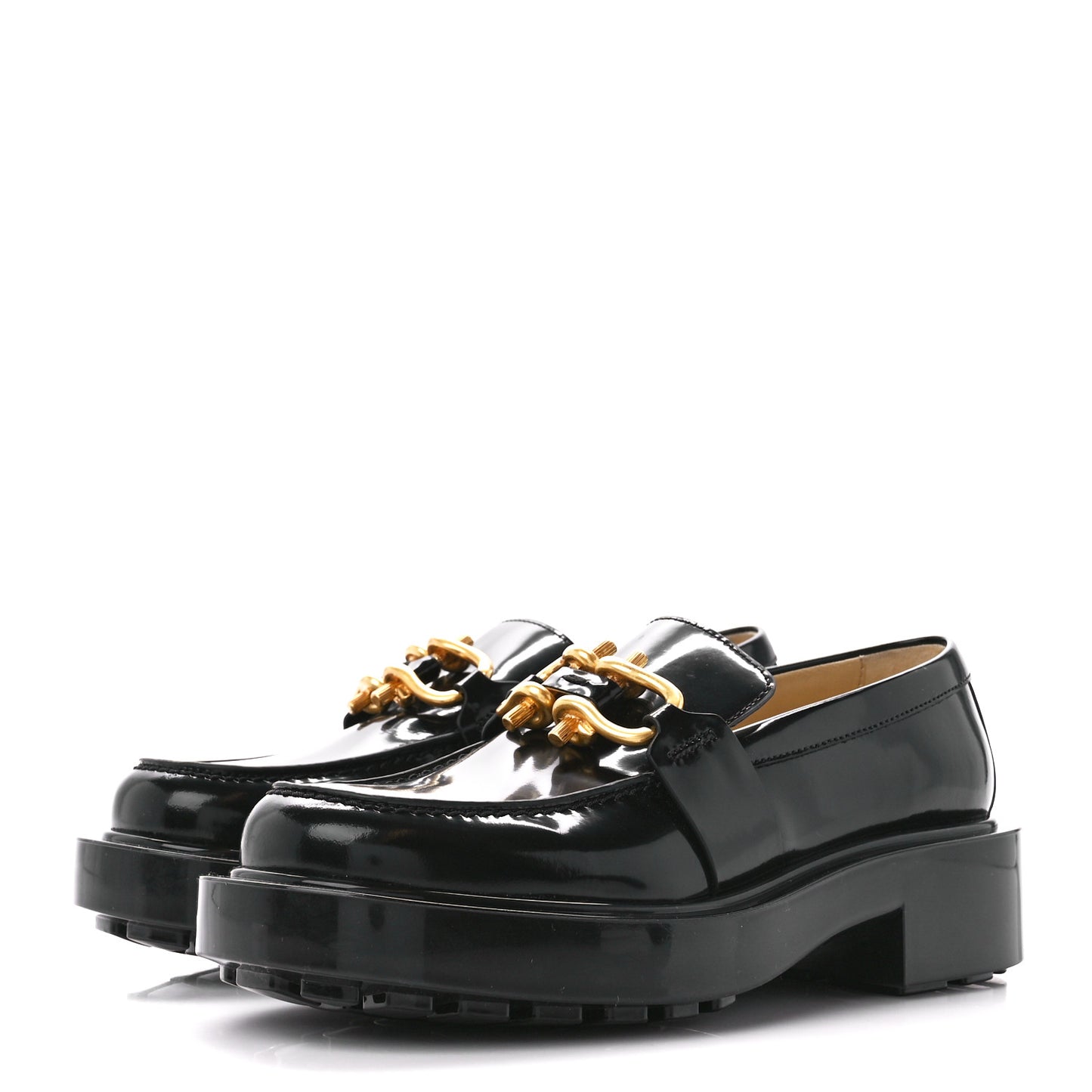 Glossy Calfskin Monsieur Loafers 36 Black