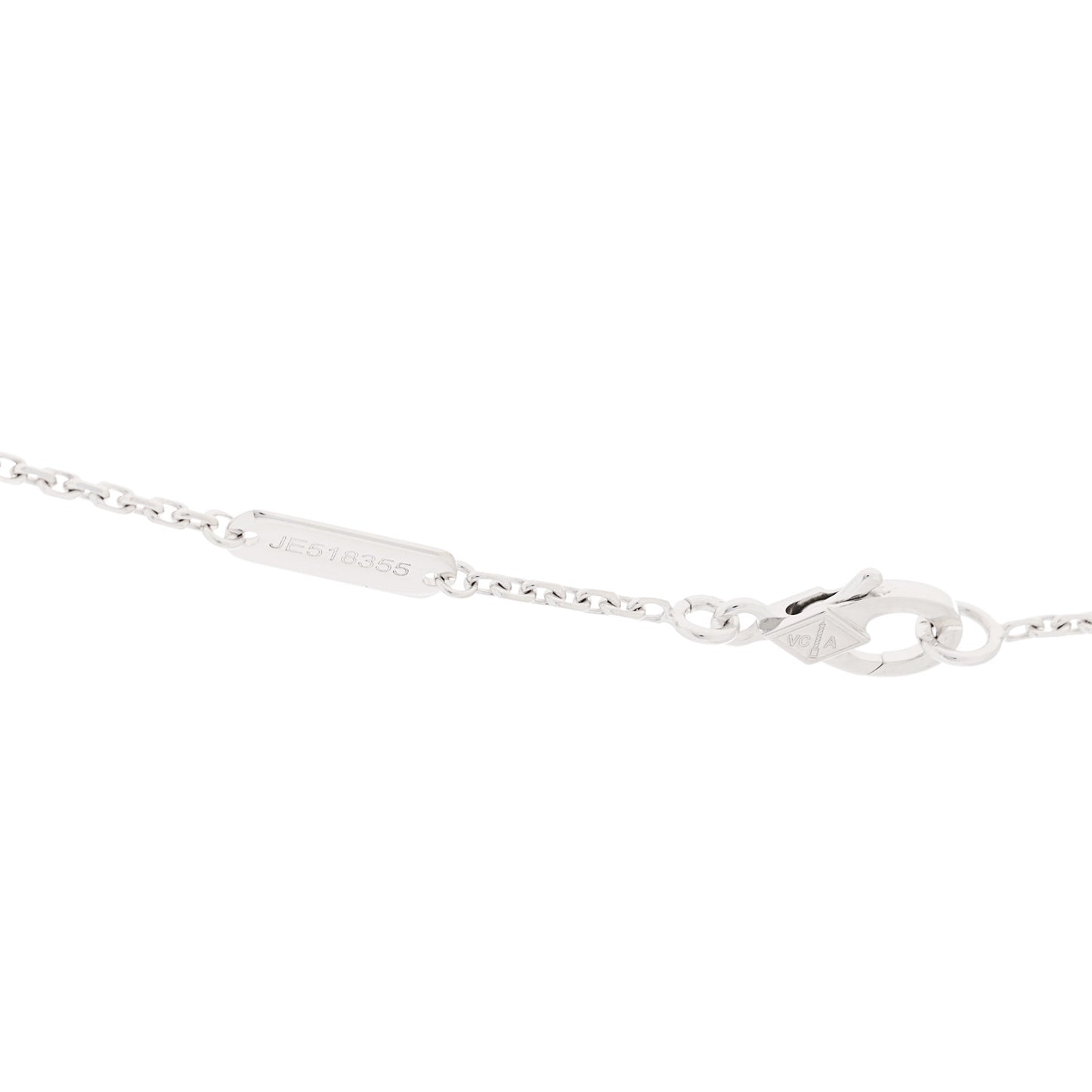 18K White Gold Mother of Pearl Vintage Alhambra Pendant Necklace