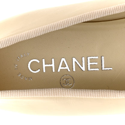 Chanel Calfskin Grosgrain Cap Toe CC Ballerina Flats 40 Ivory Black 7 of 10