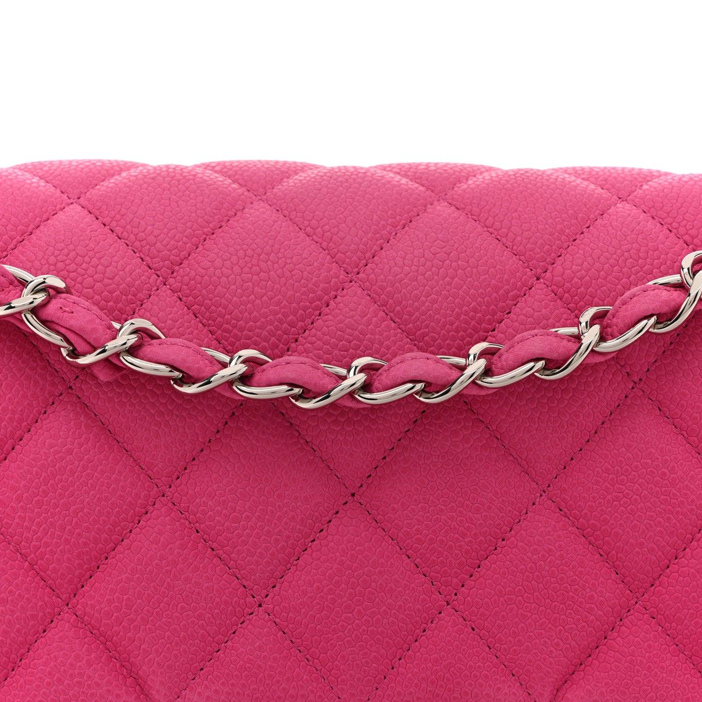 Iridescent Caviar Quilted Jumbo Double Flap Pink