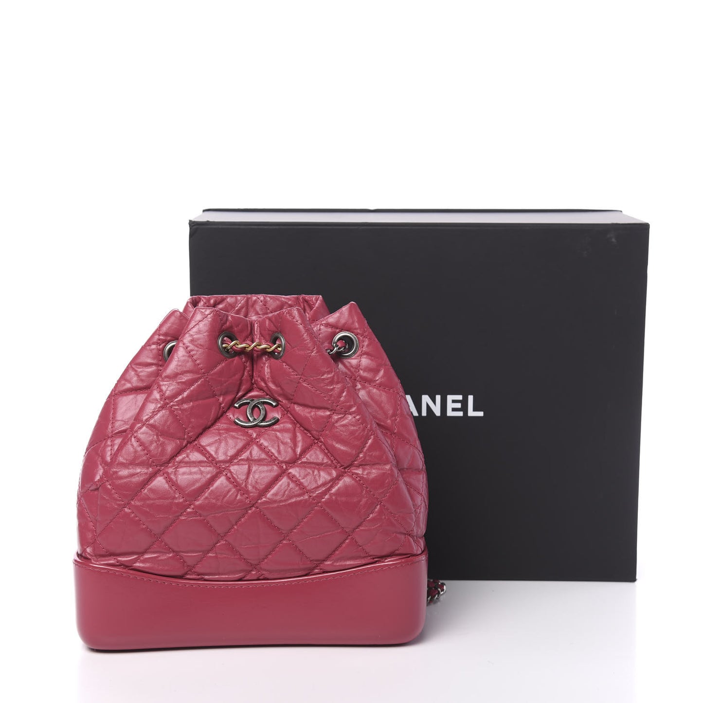 Aged Calfskin Quilted Small Gabrielle Backpack Dark Pink