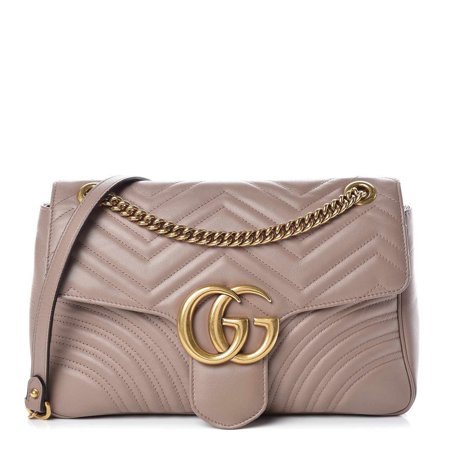 Gucci Calfskin Matelasse Medium GG Marmont Shoulder Bag Porcelain Rose 1 of 16