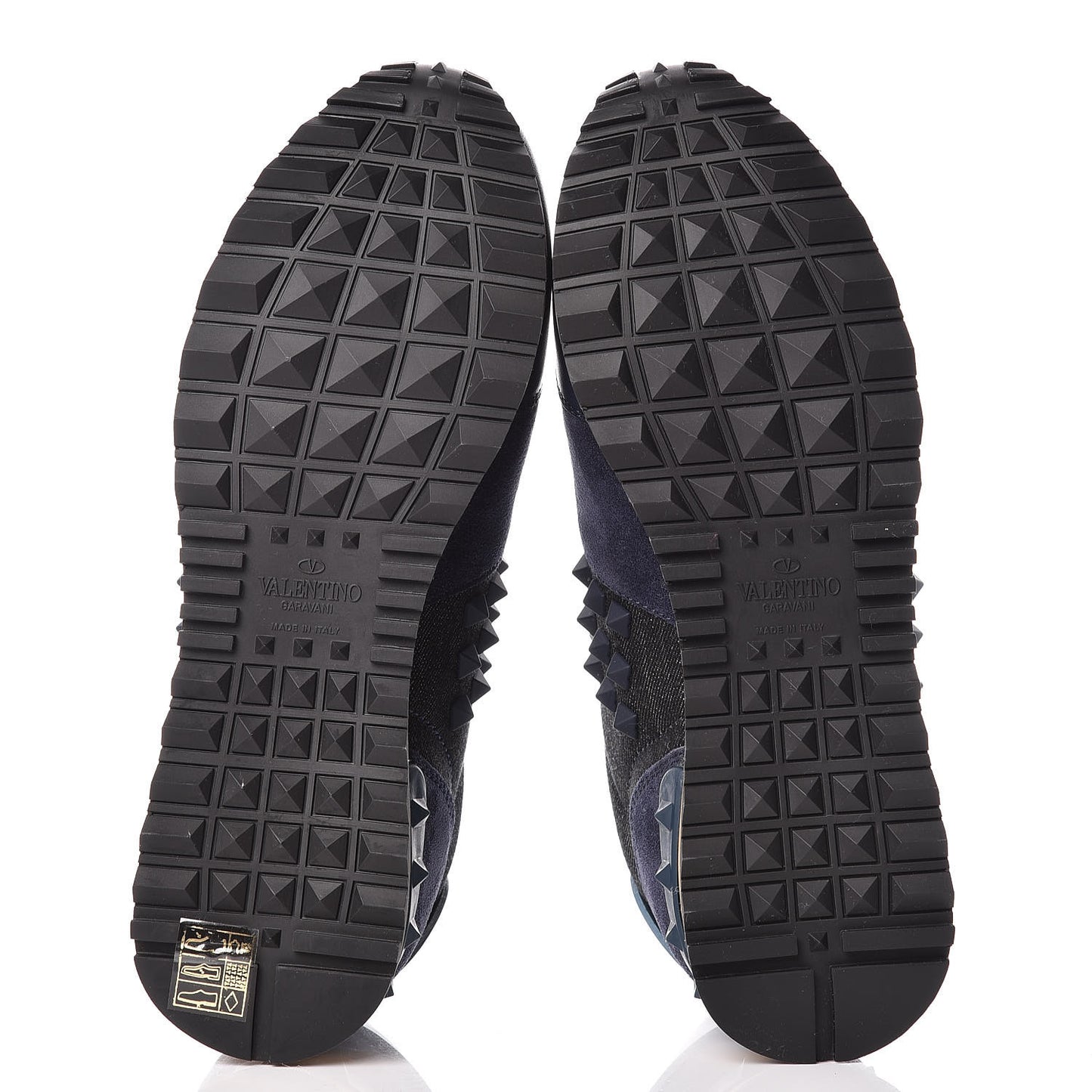 Denim Calfskin Suede Rockstud Sneakers 36 Deep Denim