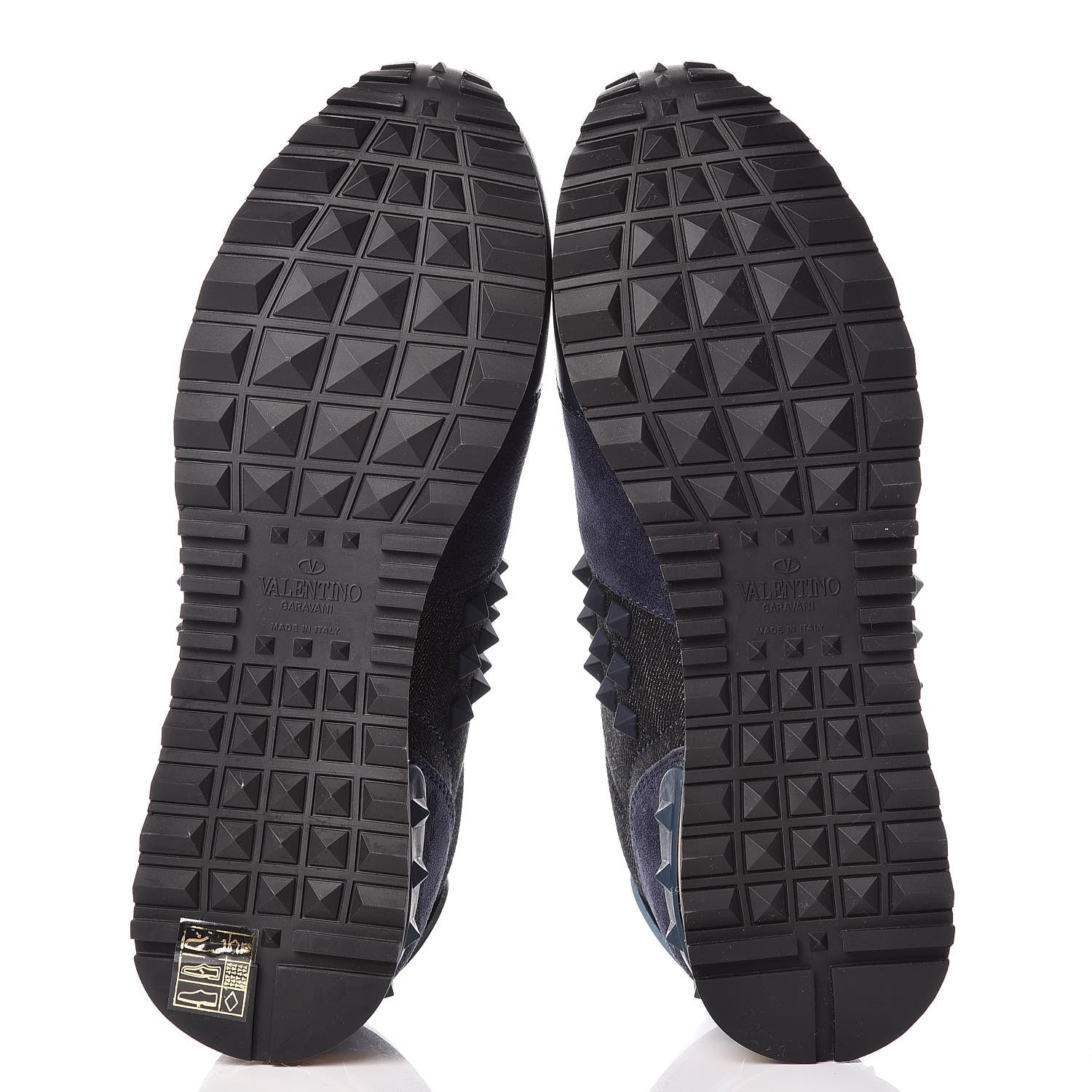 Valentino Garavani Denim Calfskin Suede Rockstud Sneakers 36 Deep Denim 5 of 9