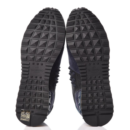 Valentino Garavani Denim Calfskin Suede Rockstud Sneakers 36 Deep Denim 5 of 9