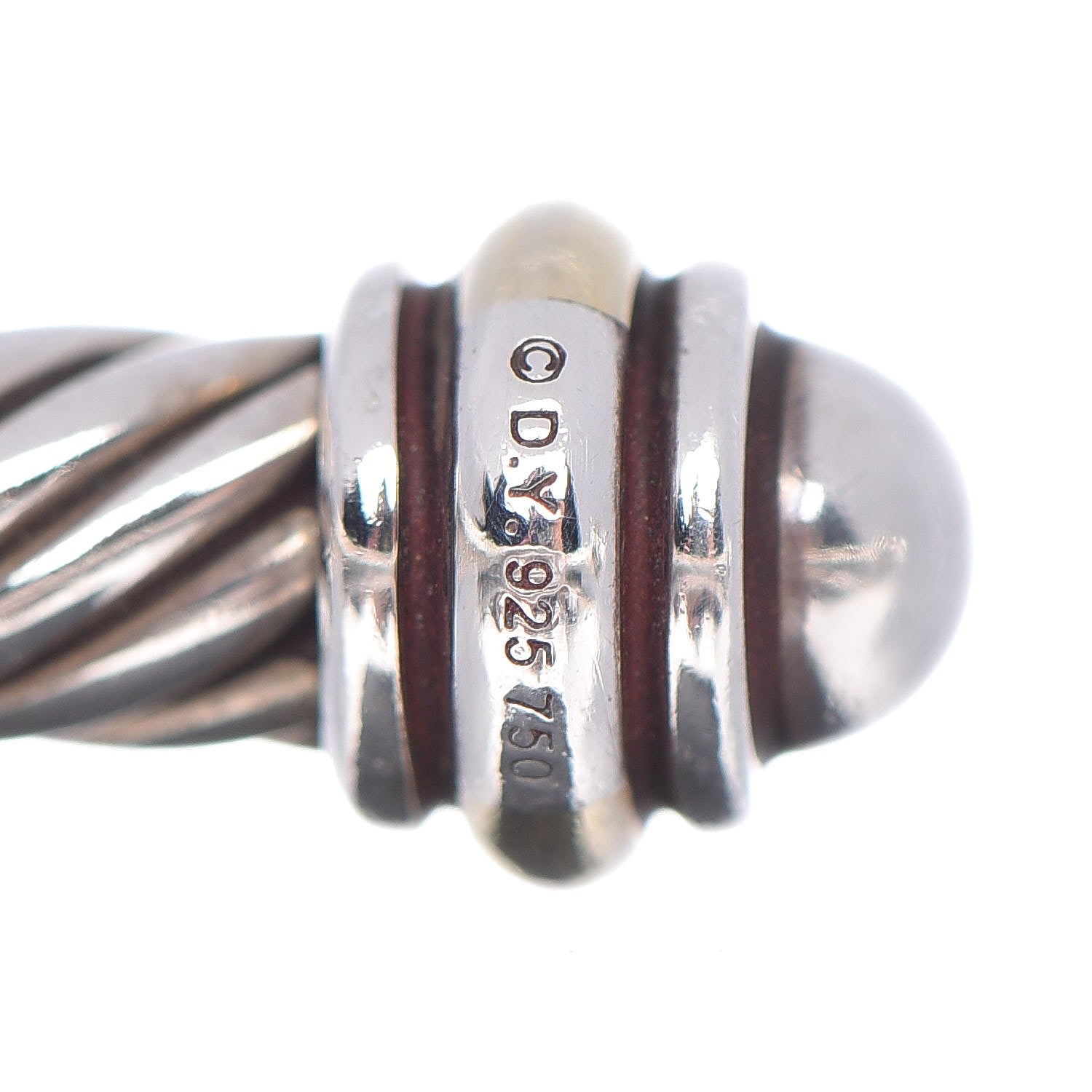 David Yurman Sterling Silver 18K Yellow Gold 4mm Cable Classics Bracelet 3 of 5