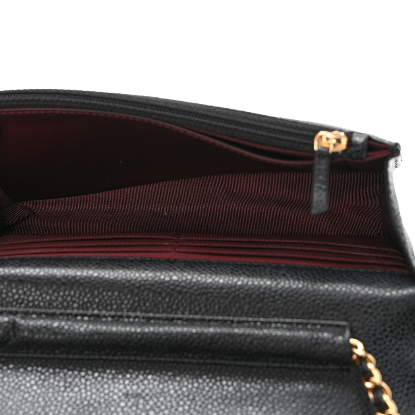 Caviar Quilted Wallet on Chain WOC Black