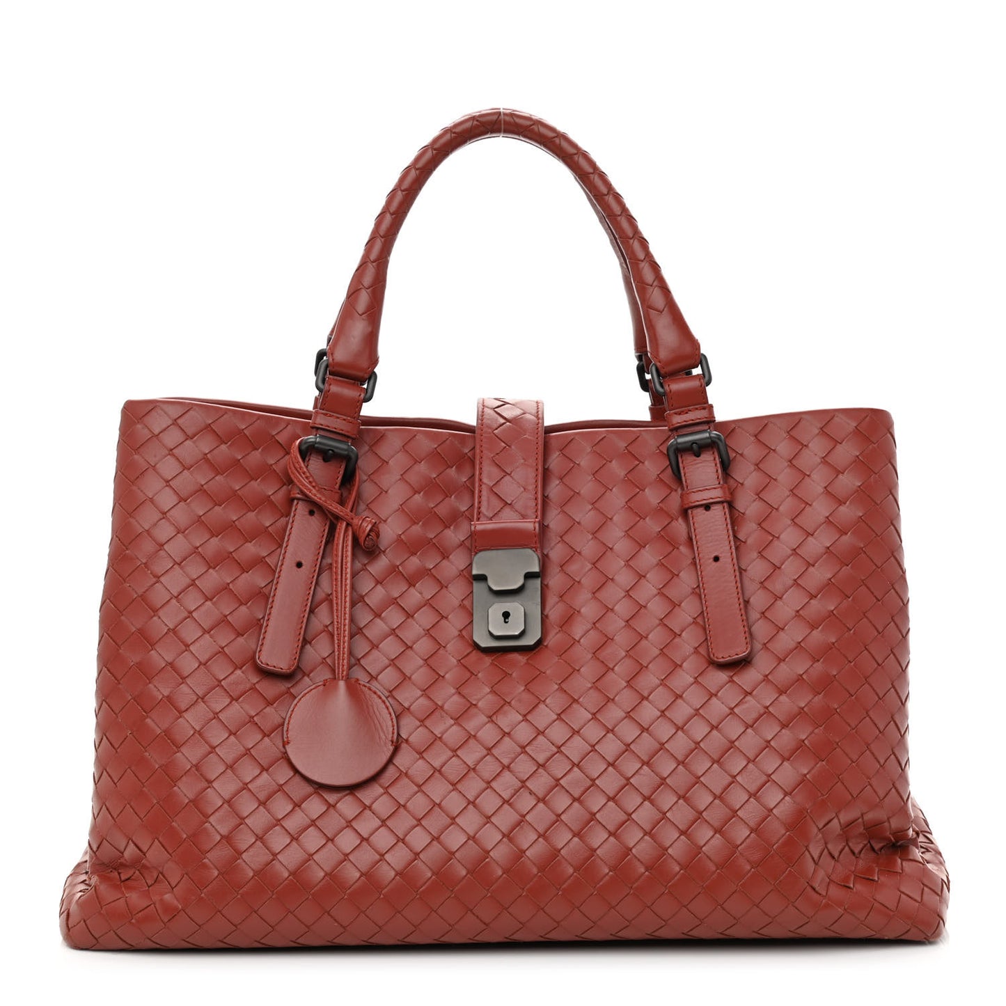 Light Calf Intrecciato Medium Roma Dark Red