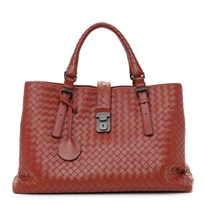 Bottega Veneta Light Calf Intrecciato Medium Roma Dark Red 1 of 10