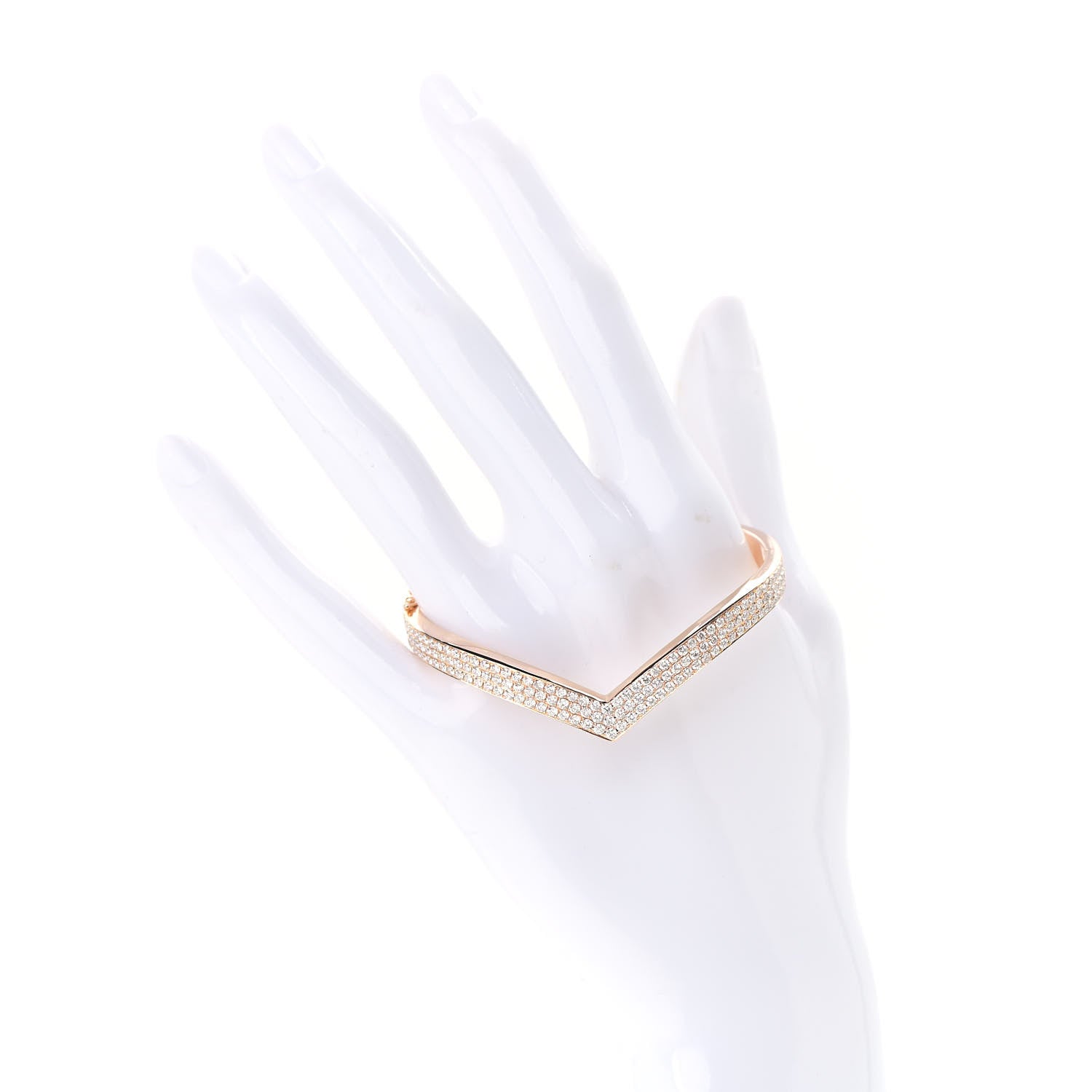 Anita Ko 18K Rose Gold Diamond V Bangle Bracelet 2 of 7