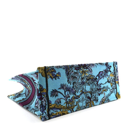 Christian Dior Canvas Embroidered Large Toile de Jouy Voyage Book Tote Celestial Blue 4 of 10