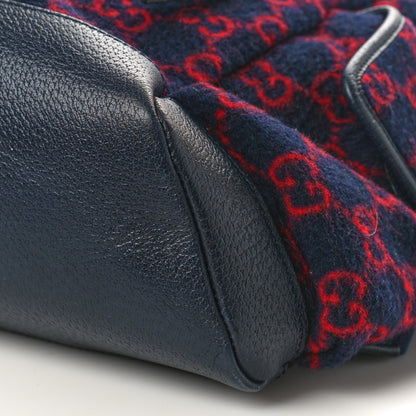 Gucci Covered Wool GG Monogram Small Double Buckle Backpack Navy Red 9 of 9
