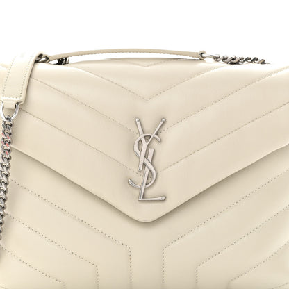 Saint Laurent Calfskin Y Quilted Monogram Small Loulou Chain Satchel Ivory 9 of 11