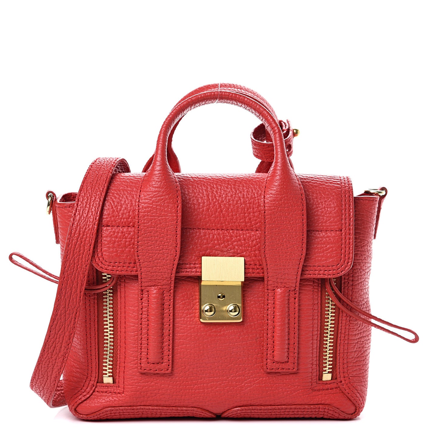 3.1 Textured Calfskin Mini Pashli Satchel Red