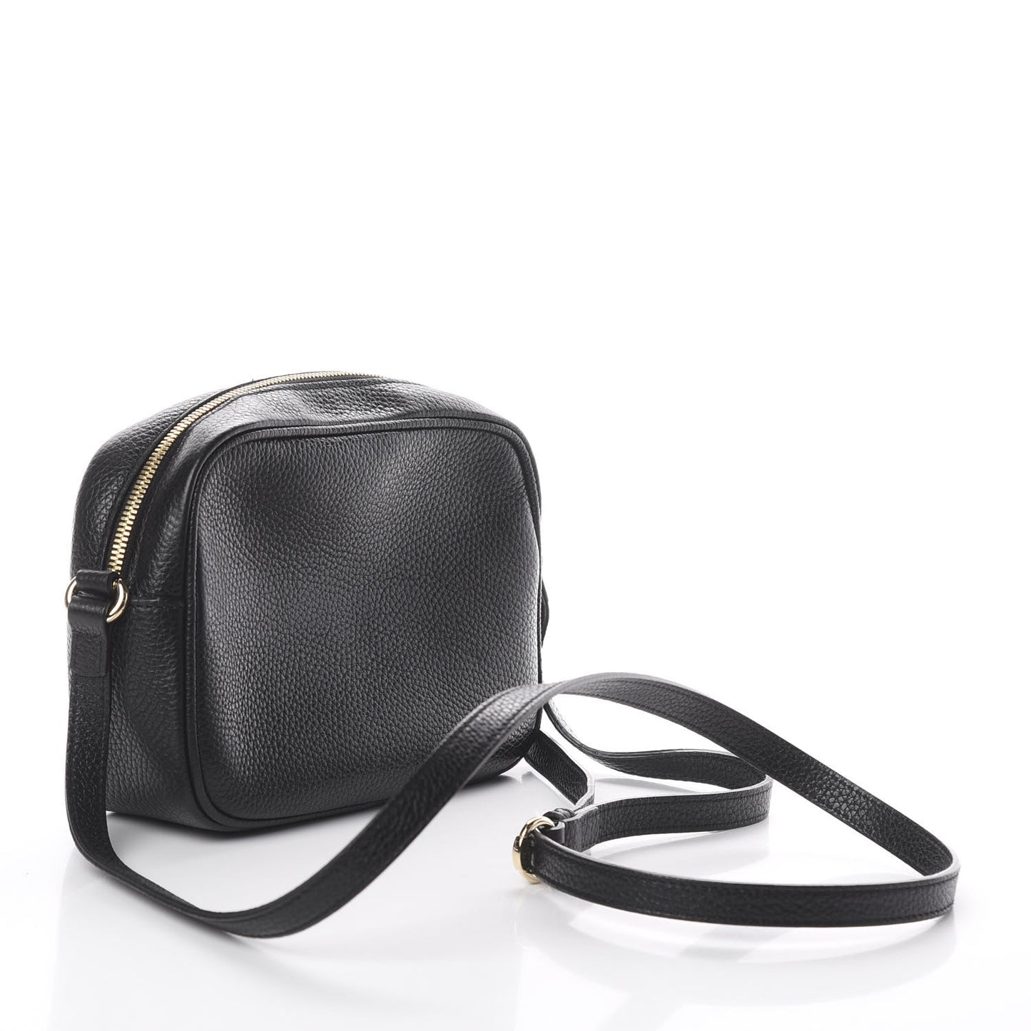 Pebbled Calfskin Small Soho Disco Bag Black