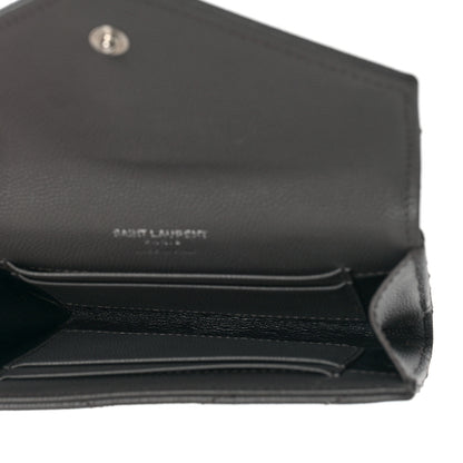 Saint Laurent Grain De Poudre Matelasse Chevron Small Monogram Envelope Wallet Fog 5 of 8
