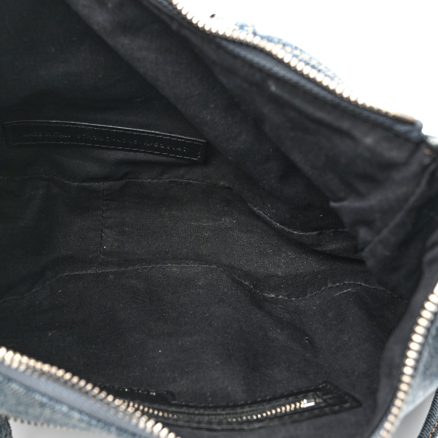 Washed Frayed Denim Crystal Small Le Cagole Shoulder Bag Blue