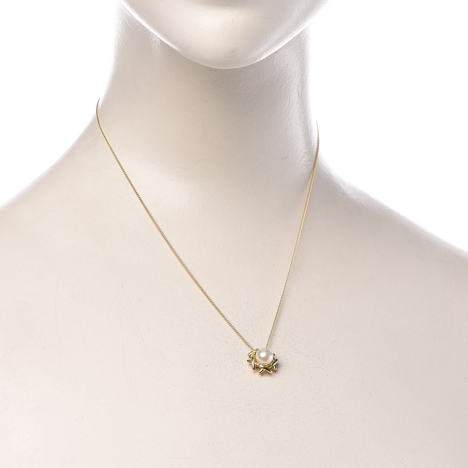 Tiffany 18K Yellow Gold Pearl Pendant Necklace 2 of 7