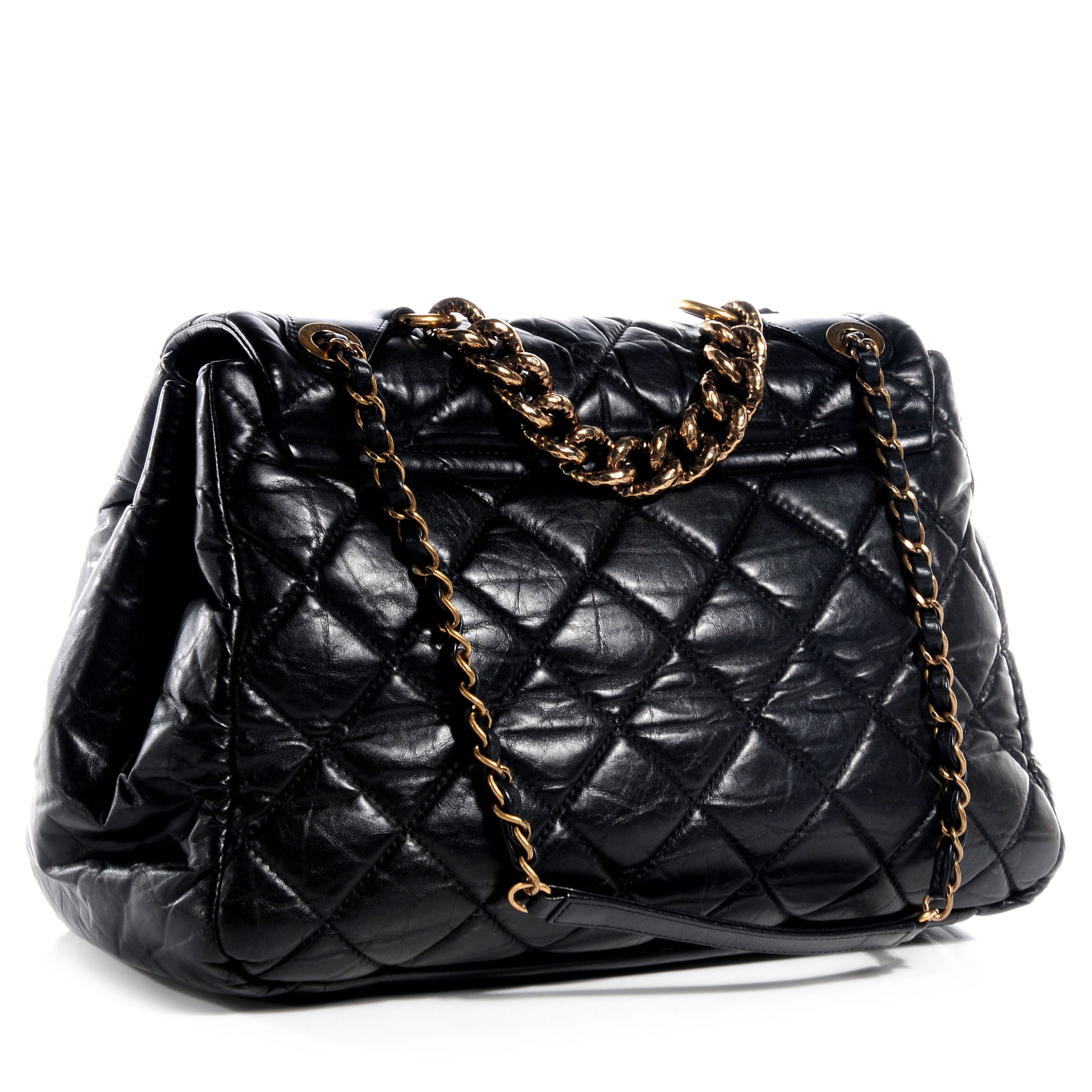 Chanel Aged Calfskin Quilted Large Pondichery Flap Black 3 of 8