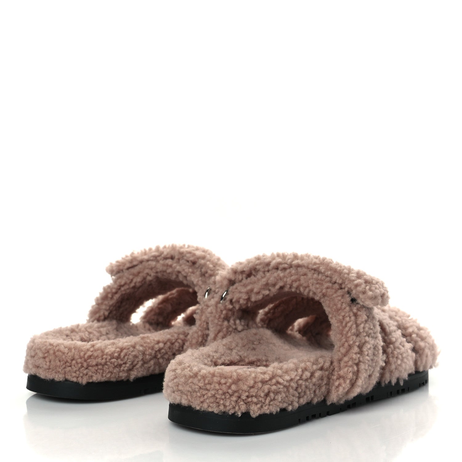 Hermes Woolskin Womens Chypre Sandals 37.5 Bois De Santal 4 of 8