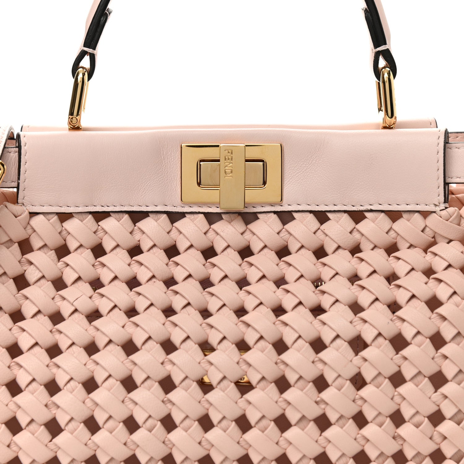 Fendi Nappa Woven Mini Peekaboo Iconic Satchel Rosa Confetto 8 of 10