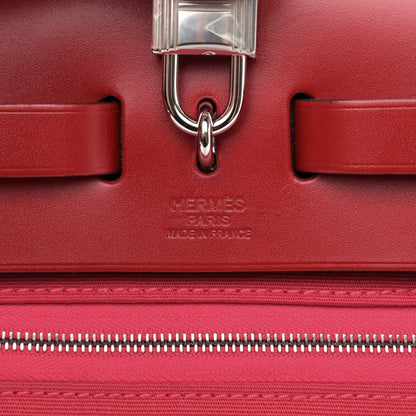 Hermes Toile Officier Vache Hunter Verso Herbag Zip Retourne 31 PM Rouge Venetian Rouge Piment Rose Extreme 7 of 11