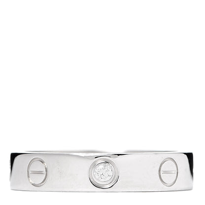 Cartier 18K White Gold Diamond 4mm LOVE Wedding Band Ring 50 5.25 1 of 5