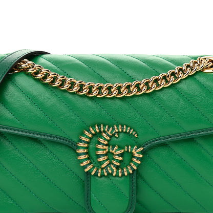 Gucci Azalea Calfskin Enamel Matelasse Diagonal Small Torchon GG Marmont Shoulder Bag New Shamarock Emerald 8 of 11