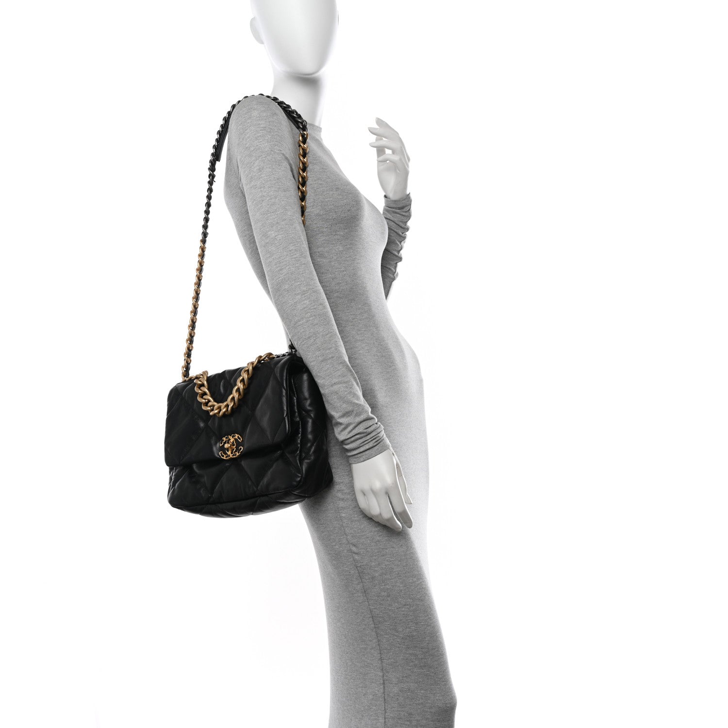 Chanel Goatskin Quilted Large Chanel 19 Flap Black 2 of 10