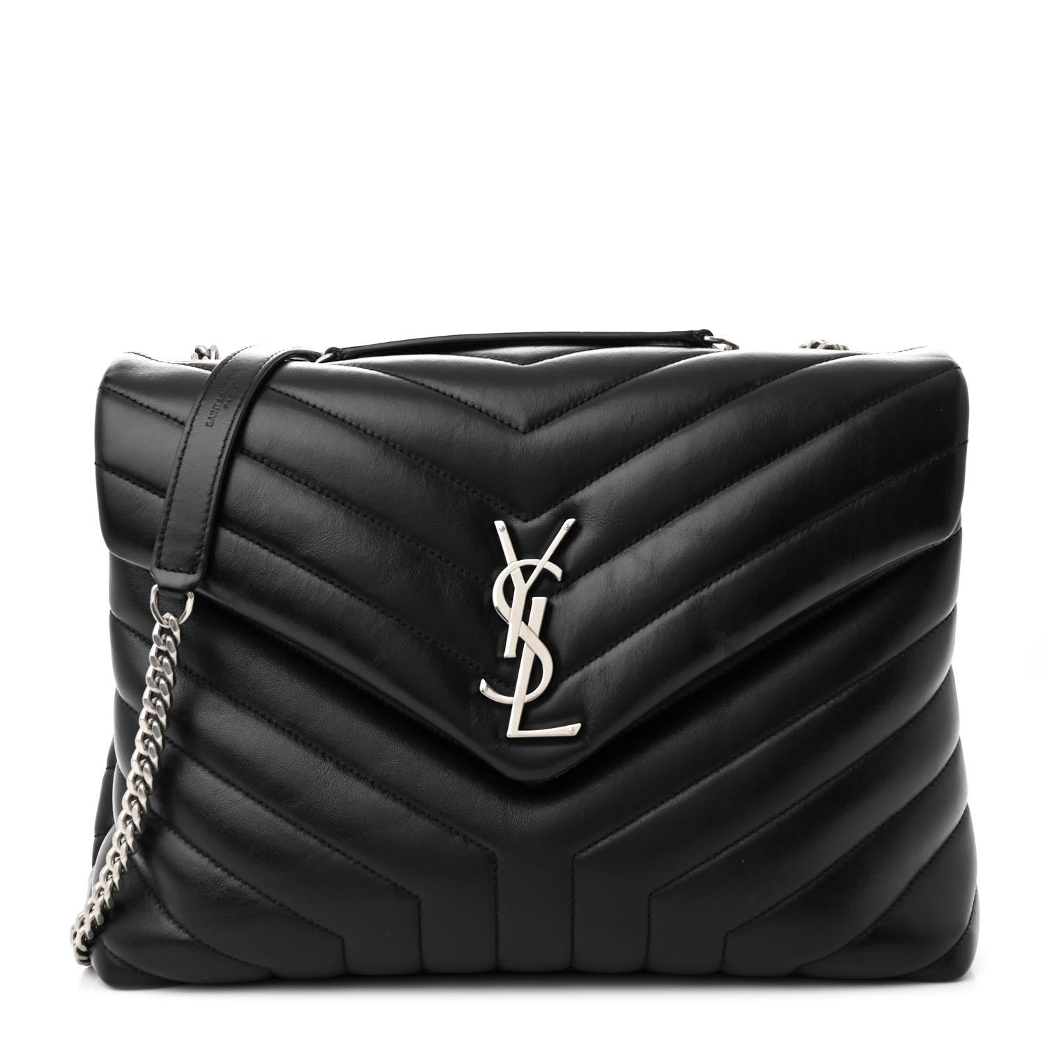Saint Laurent Calfskin Y Quilted Monogram Medium Loulou Chain Satchel Black 1 of 12