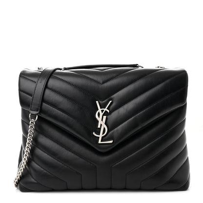 Saint Laurent Calfskin Y Quilted Monogram Medium Loulou Chain Satchel Black 1 of 12