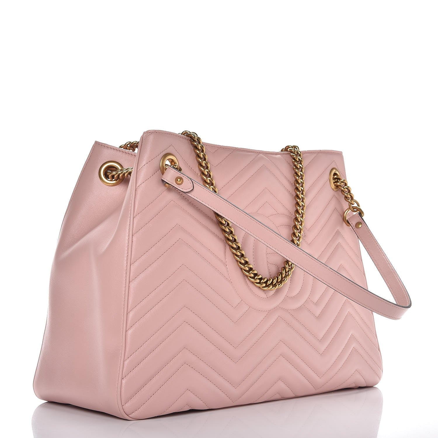 Gucci Calfskin Matelasse Medium GG Marmont Shoulder Tote Bag Perfect Pink 3 of 9
