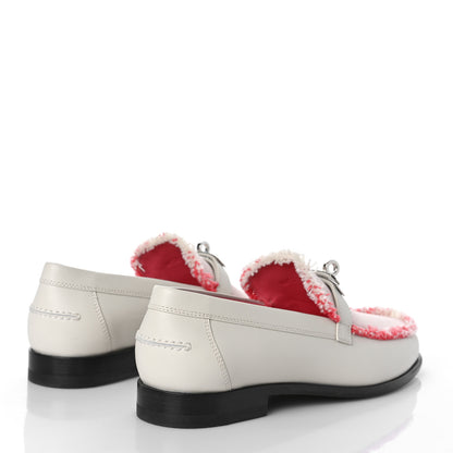 Hermes Toile Calfskin Fray Fray Womens Destin Loafer 37 Beige Glaise 36 FRAMBOISE 3 of 9