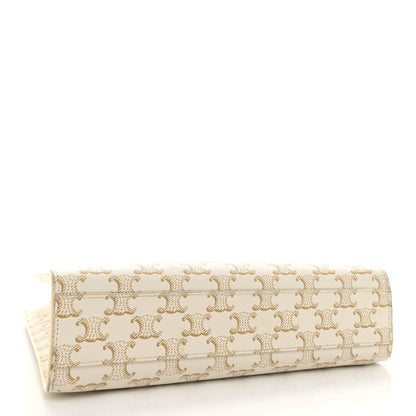 Celine Triomphe Canvas Calfskin Small Vertical Cabas White 4 of 9