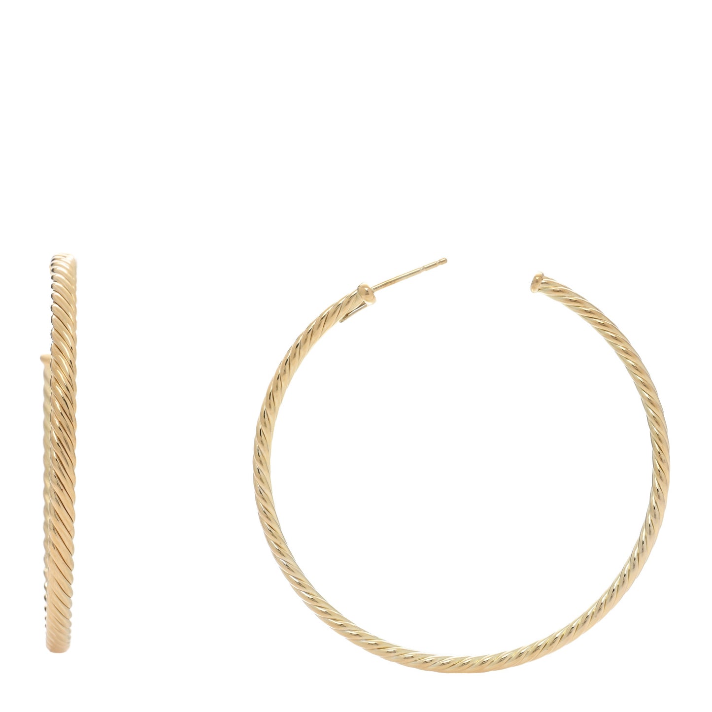 18K Yellow Gold Large Cablespira Hoop Earrings
