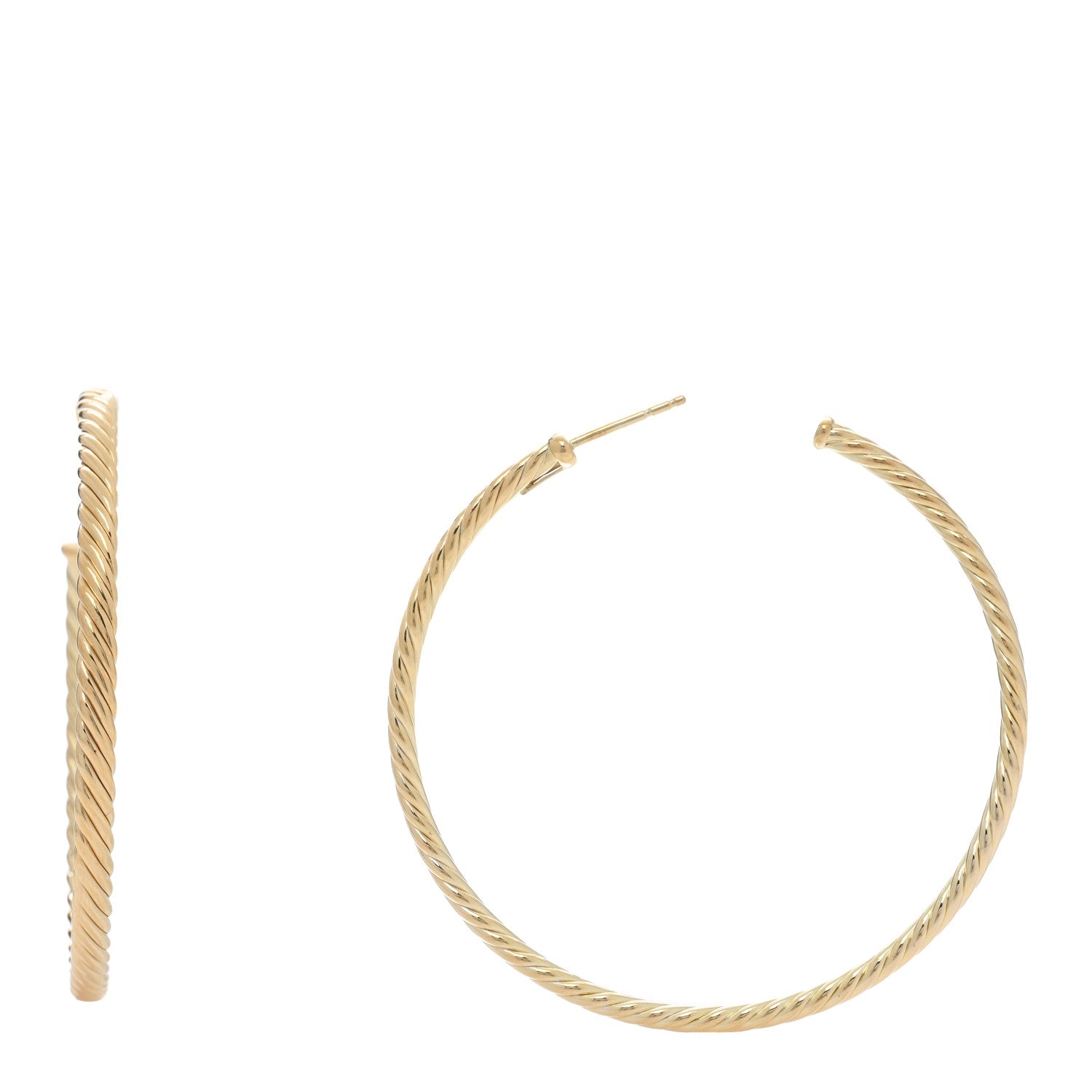 David Yurman 18K Yellow Gold Large Cablespira Hoop Earrings 1 of 5