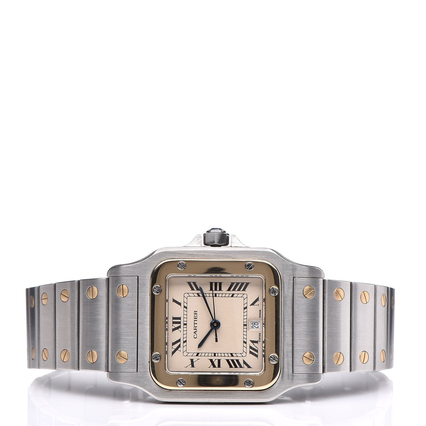 Stainless Steel 18K Yellow Gold 29mm Santos De Galbee Quartz Watch