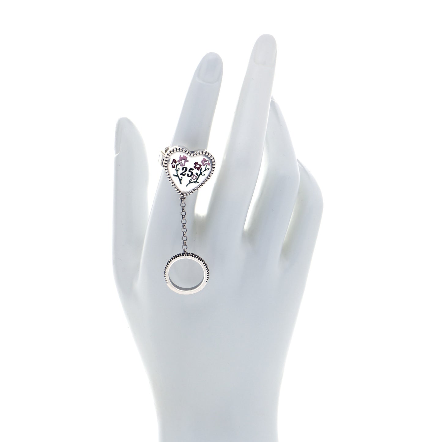 Sterling Silver Black Onyx Heart 25 Chain Ring 53 6.5