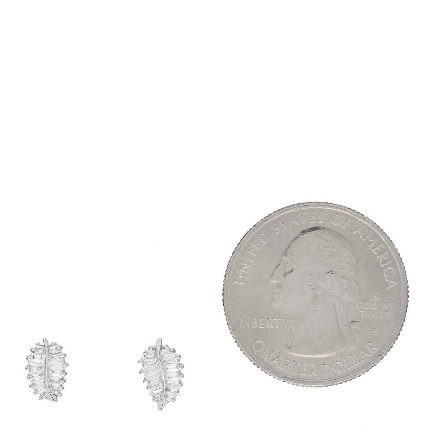 Anita Ko 18K White Gold Diamond Small Palm Leaf Earrings 2 of 4