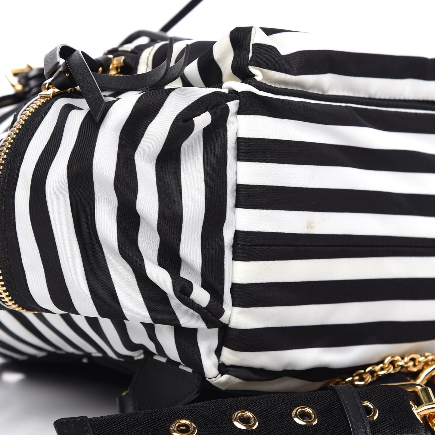 Nylon Striped Medium Rucksack Backpack Black White