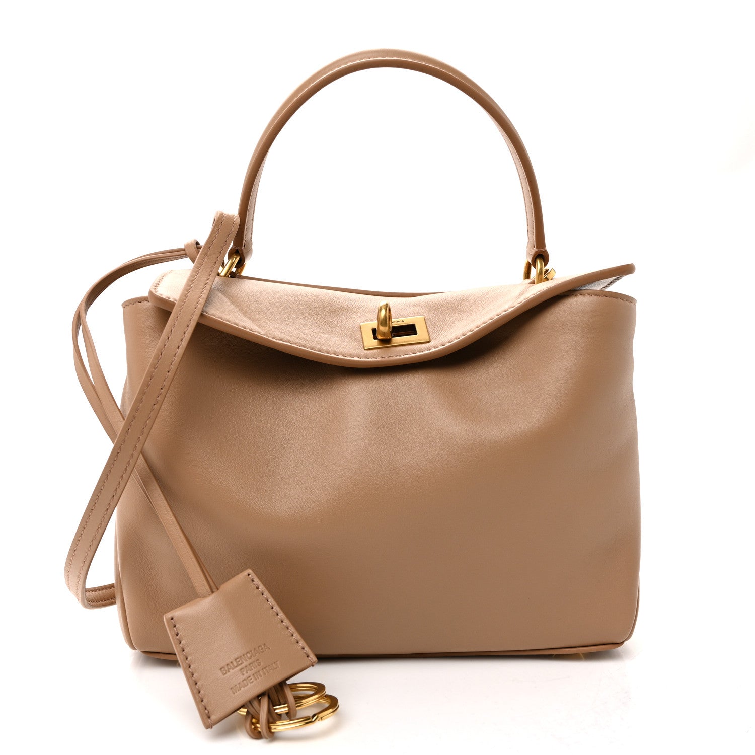 Balenciaga Natural Smooth Calfskin Mini Rodeo Top Handle Handbag Latte 1 of 9