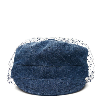Christian Dior Denim Arty Cap with Veil 58 Blue 2 of 7