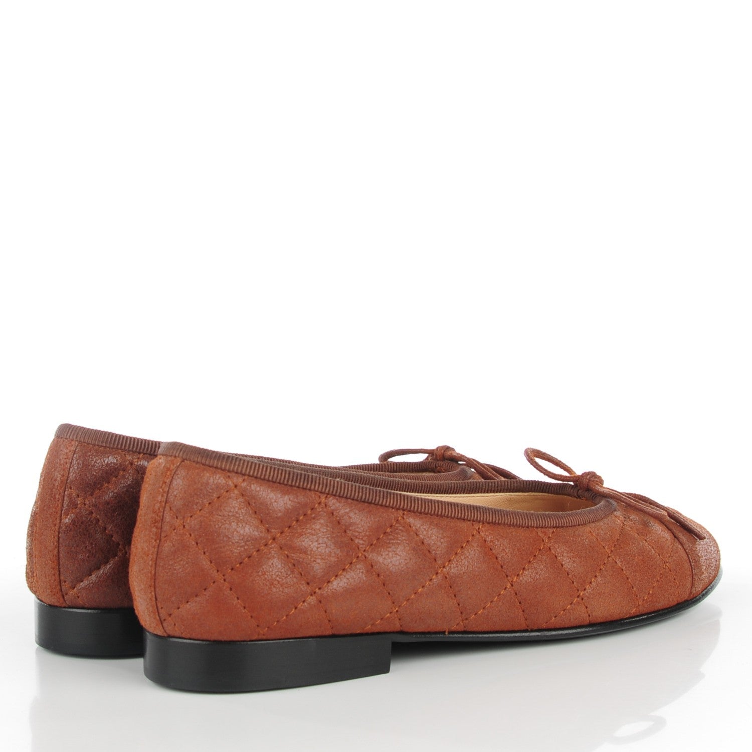Chanel Iridescent Calfskin Quilted CC Cap Toe Ballerina Flats 35 Brown 4 of 8