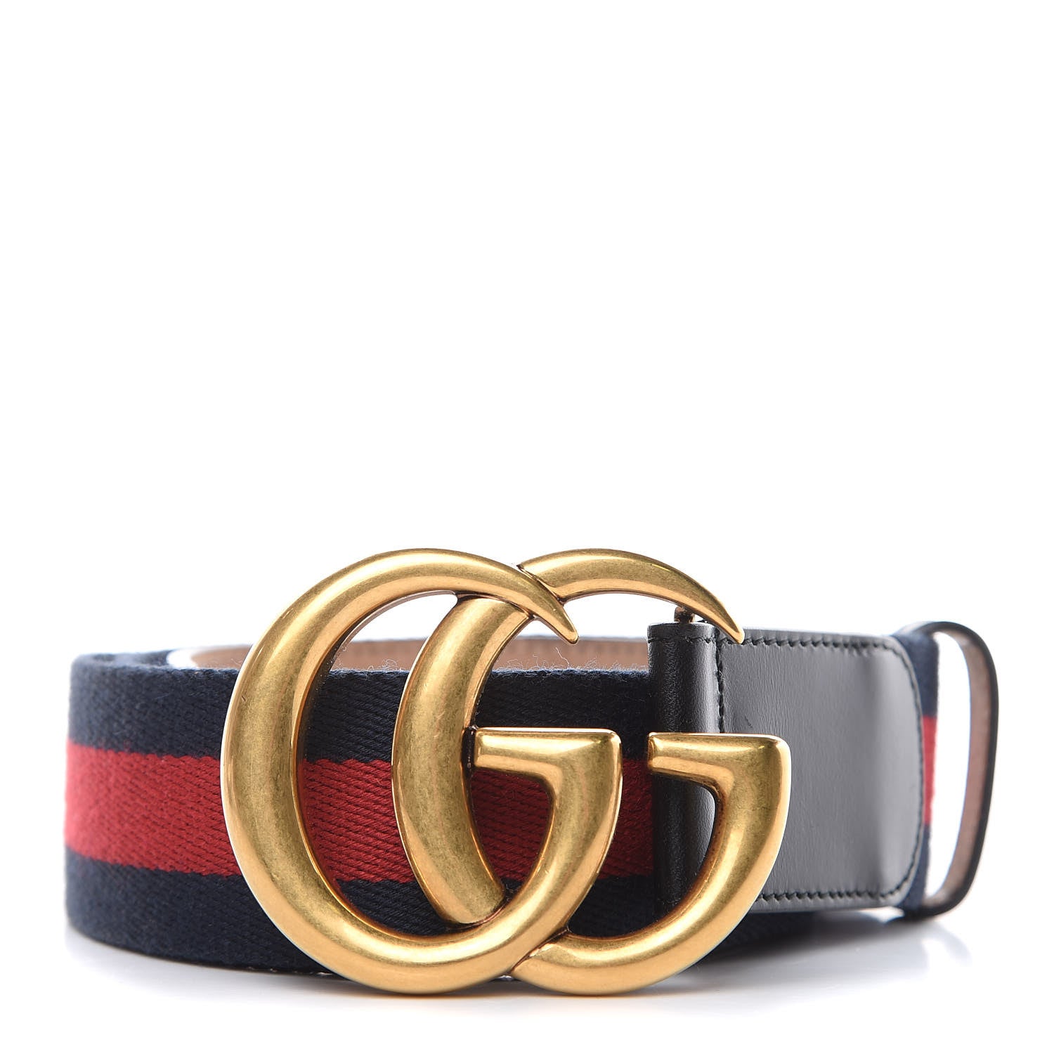 Gucci Nylon Calfskin Double G Web 40mm Belt 95 38 Blue Red Black 1 of 7