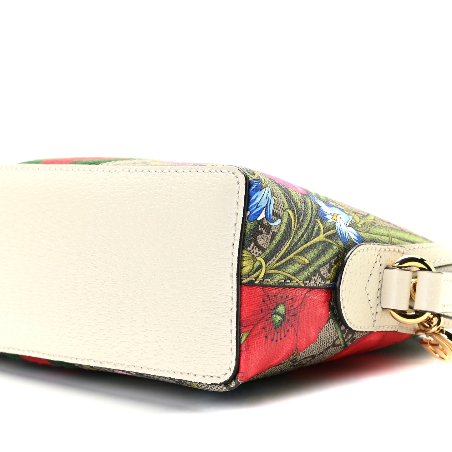 GG Supreme Monogram Flora Web GG Small Ophidia Dome Shoulder Bag White