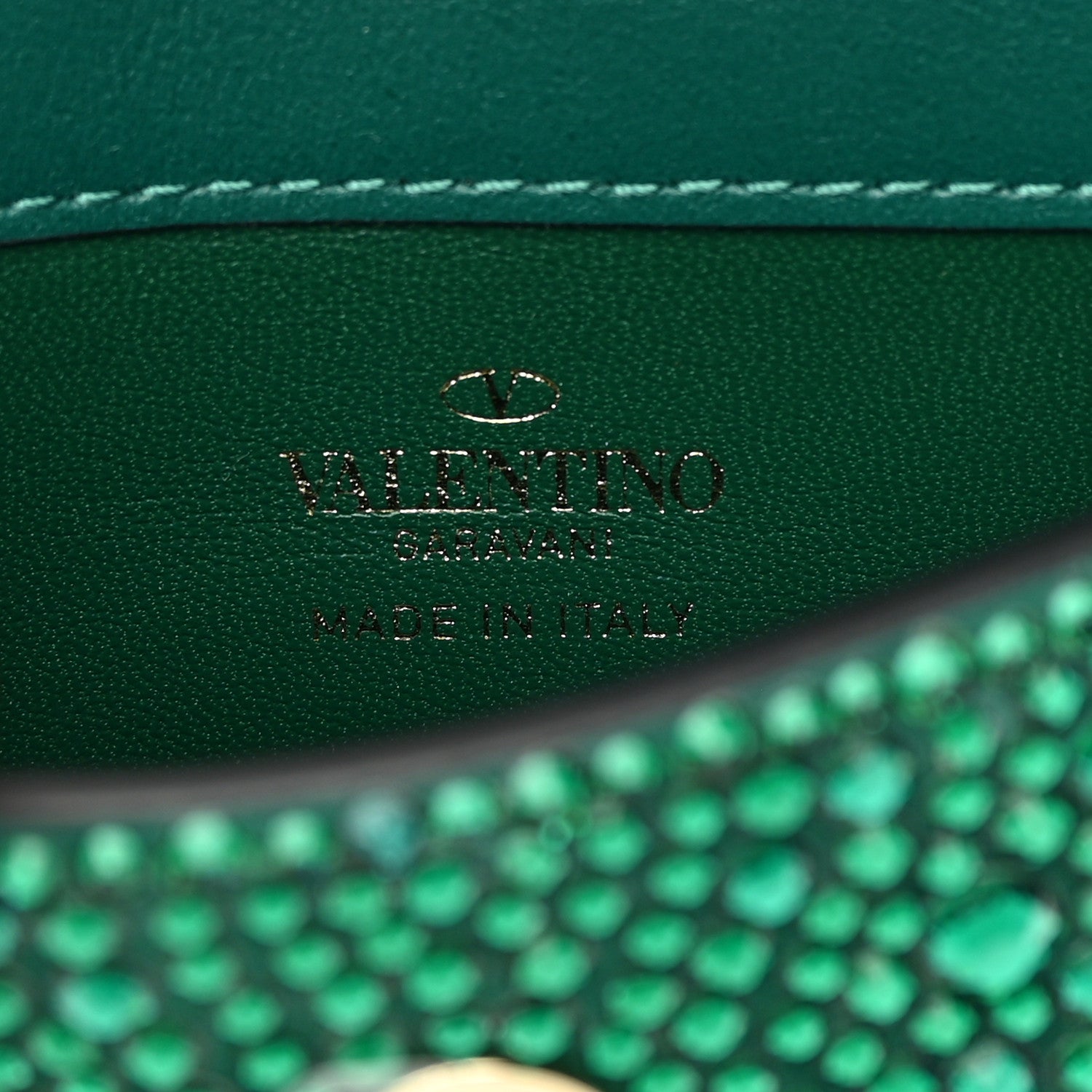 Valentino Garavani Crystal Embroidered Micro Vsling Top Handle Bag Emerald 6 of 16