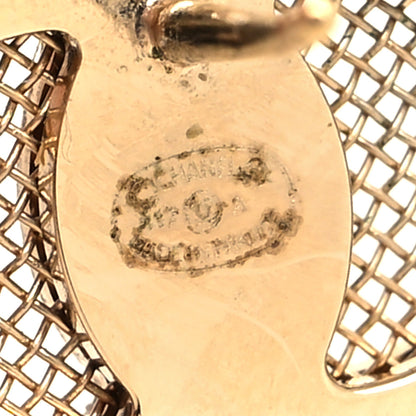 Chanel Metal Mesh Circle CC Earrings Gold 4 of 4