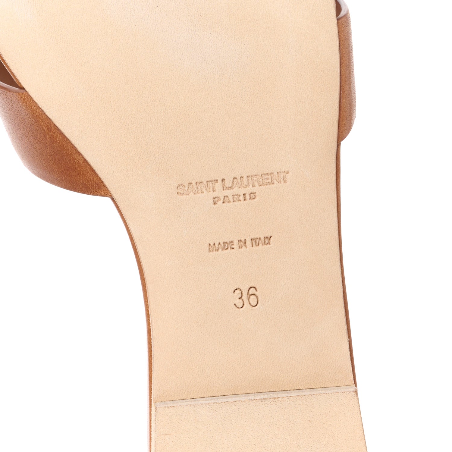 Saint Laurent Calfskin Tribute 05 Slide Sandals 36 Amber 6 of 11