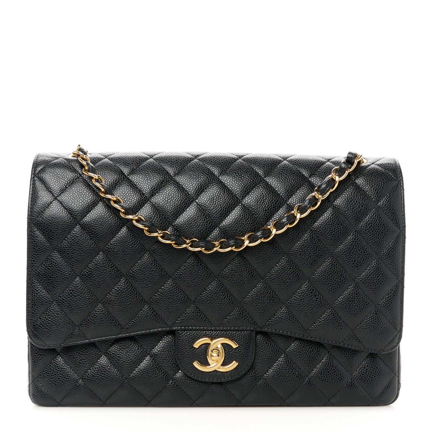 Caviar Quilted Maxi Double Flap Black