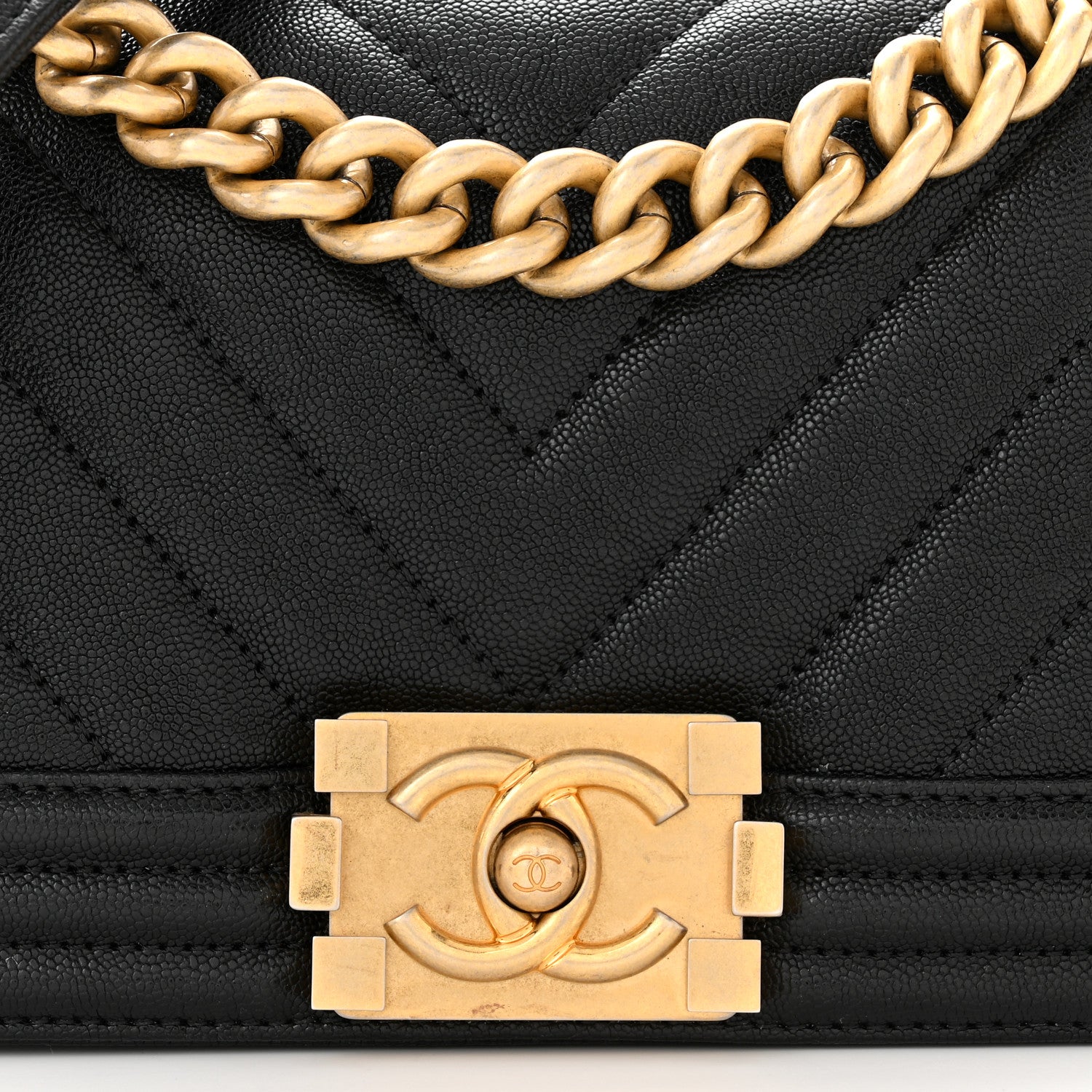Chanel Caviar Chevron Quilted Small Boy Flap Black 8 of 11